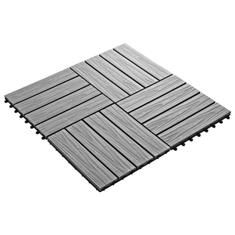 VidaXL Terrastegels diep reliëf 30x30 cm 1 m² HKC grijs 11 st