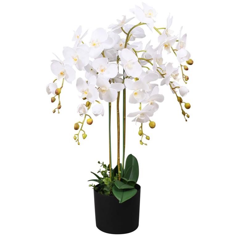 VidaXL Kunst orchidee plant met pot 75 cm wit