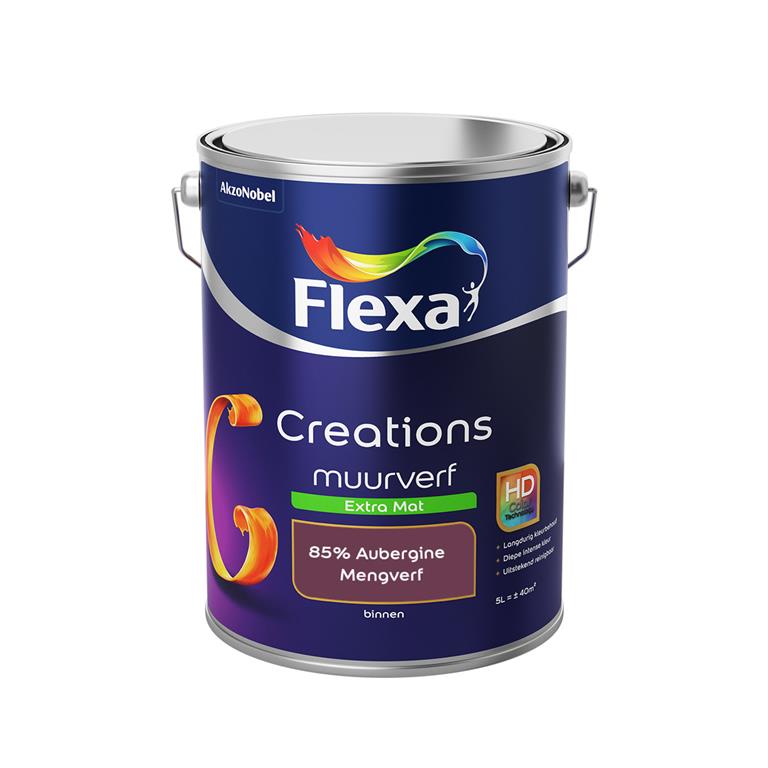 Flexa Creations Muurverf Extra Mat 85% Aubergine 5 liter