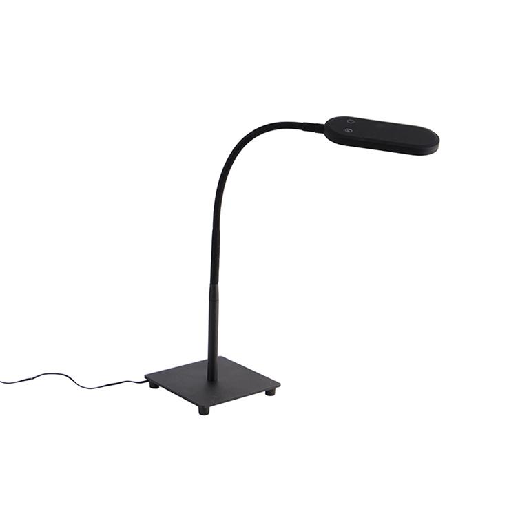 QAZQA botot Moderne LED Dimbare Tafellamp met flexarm met Dimmer 1 lichts H 50 cm Zwart Woonkamer Slaapkamer Keuken