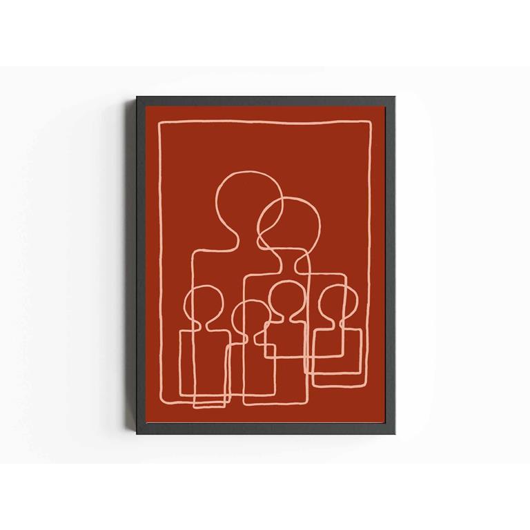 Atelier Andrea Art Print Six is a party Red ochre Potters pink line