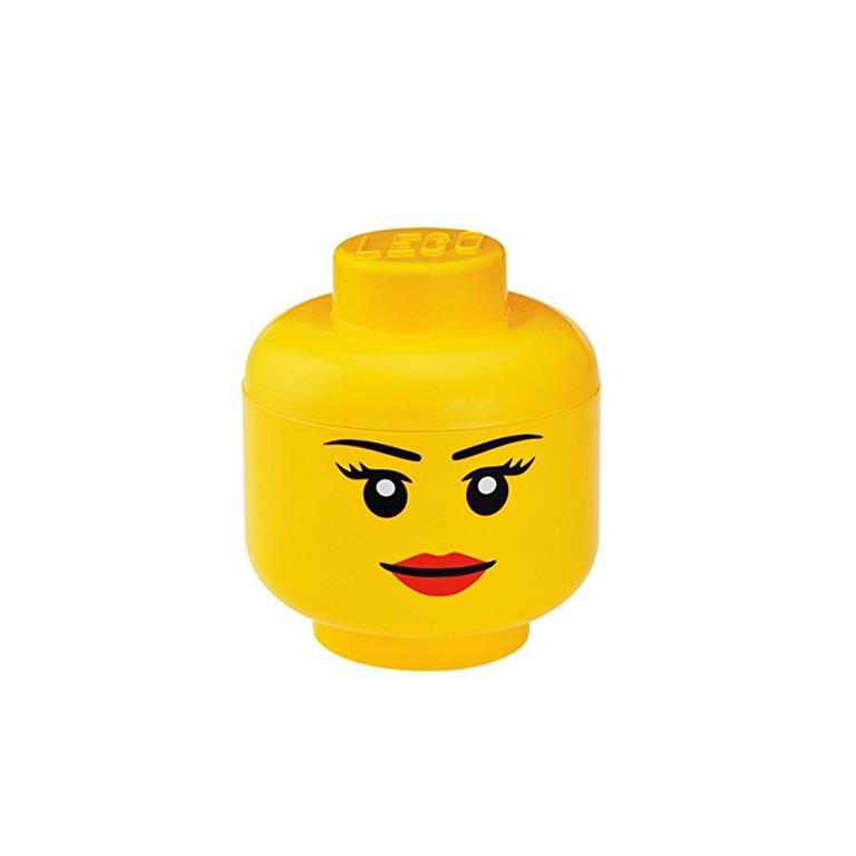 LEGO Set van 2 Opbergbox Iconic Hoofd Girl 24 cm Geel