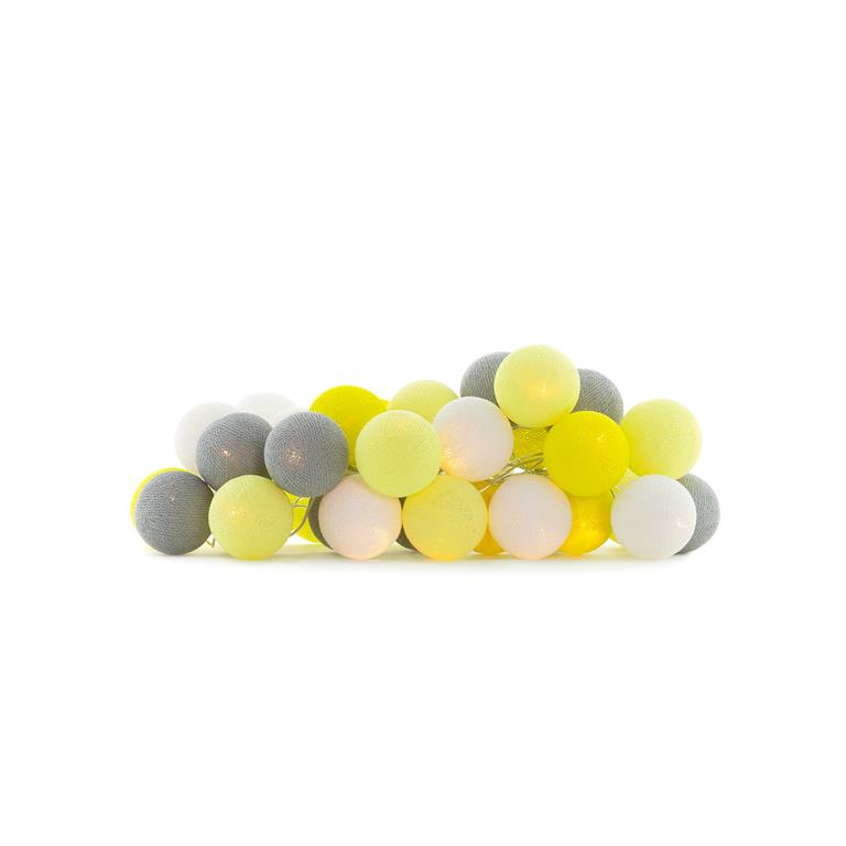 Cotton Ball Lights Regular lichtslinger geel en grijs Yellow Grey 50