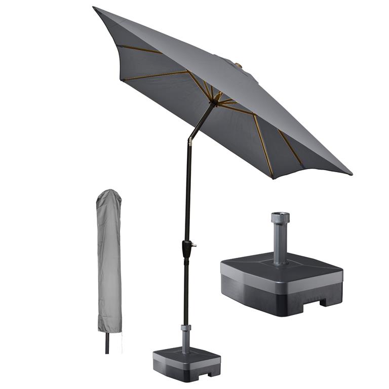 Kopu rechthoekige parasol Bilbao 150x250 cm met hoes en voet Grey