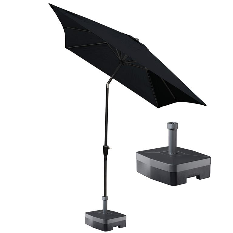Kopu rechthoekige parasol Bilbao 150x250 cm met voet Black
