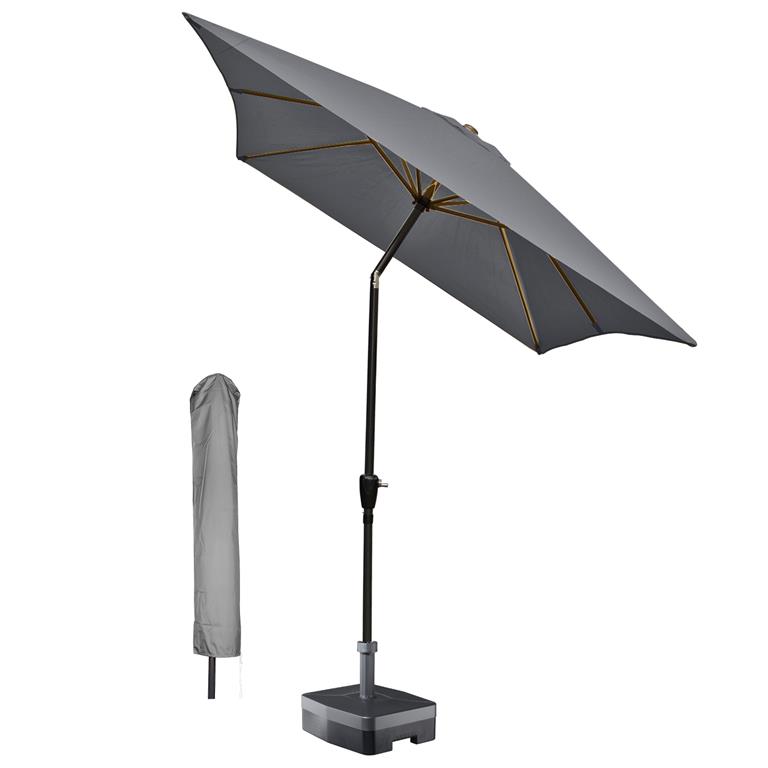 Kopu rechthoekige parasol Bilbao 150x250 cm met hoes Grey