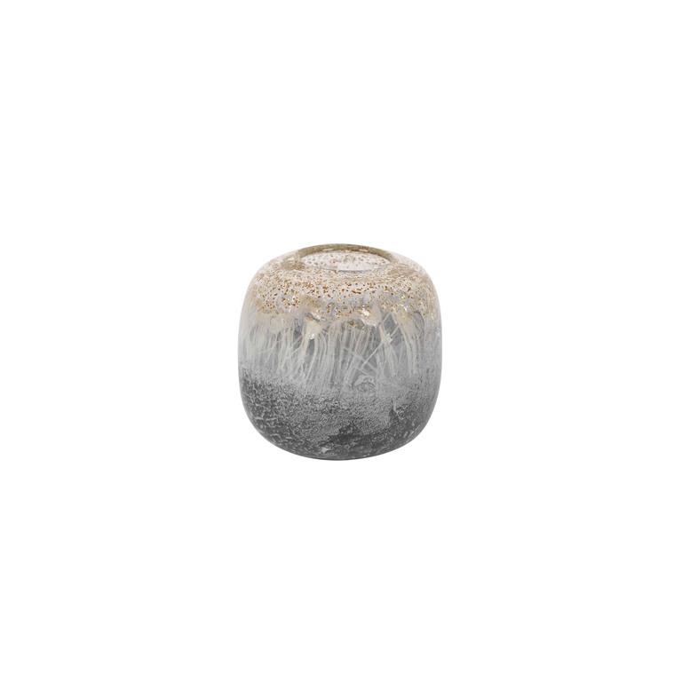 Rasteli Vaas Glas Grijs-Bruin-Gemêleerd D 16.5 cm H 14.5 cm