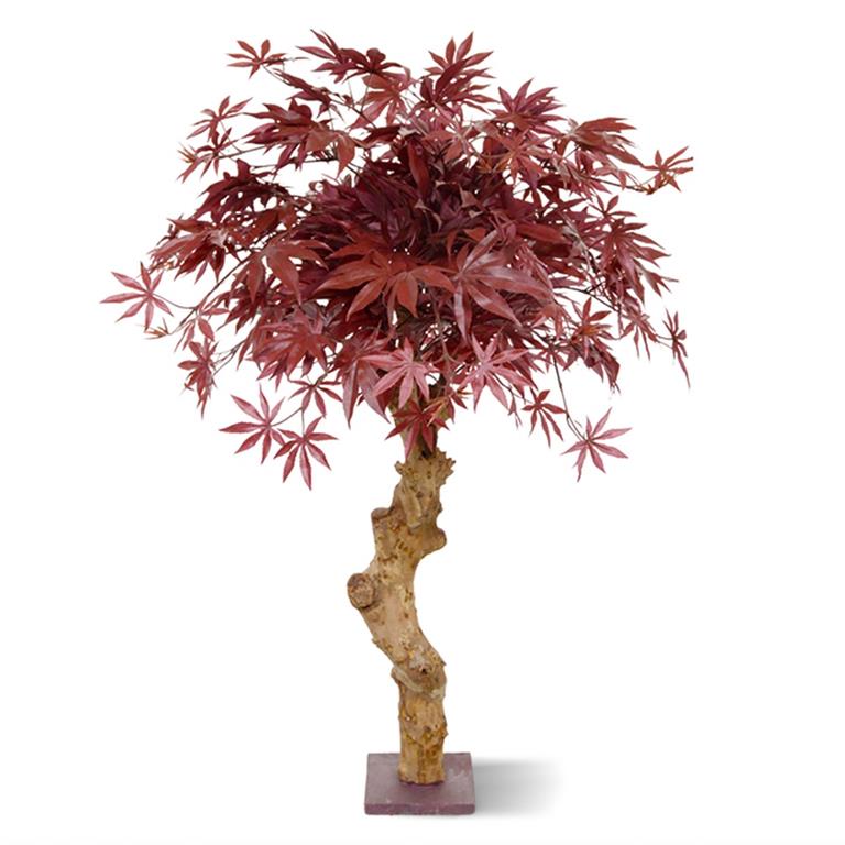 Maxi Fleur kunstplanten Acer Bonsai kunstboom op stam 85cm burgundy