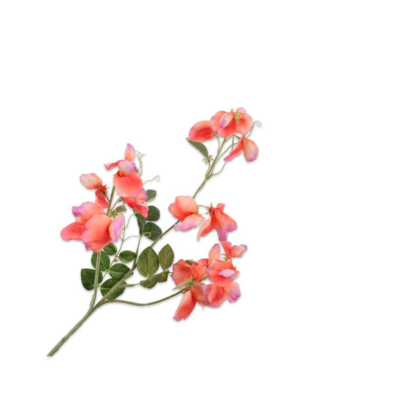 Silk-ka Kunstbloem-Zijden Bloem Lathyrus Oranje-Roze 73 cm Per 2 Stuks