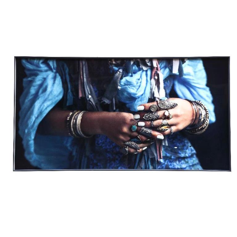 PTMD Melani Vrouwen Hand Wanddecoratie 150 x 80 cm Glas Blauw