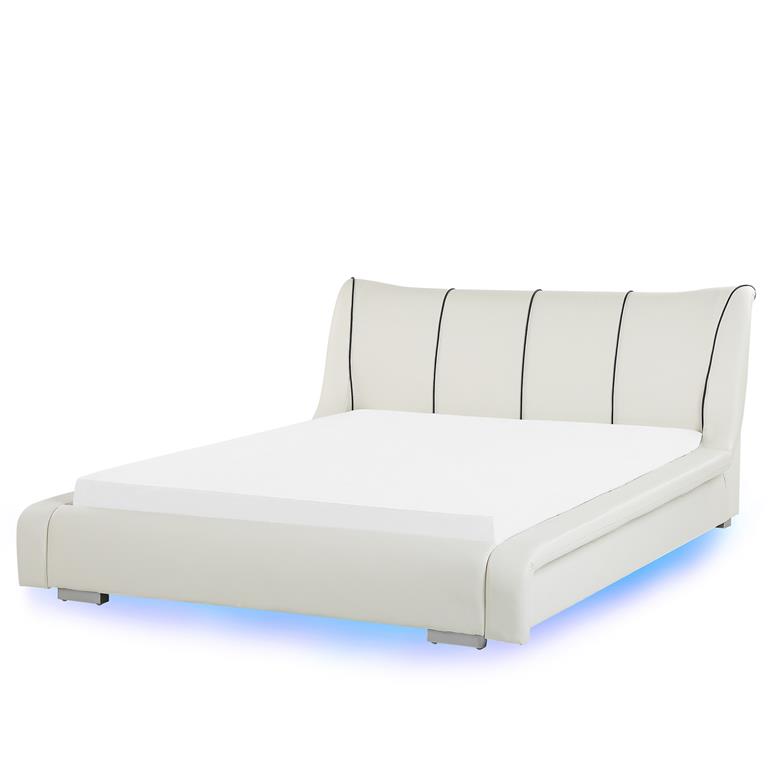 Beliani NANTES Bed met LED-verlichting wit 160x200