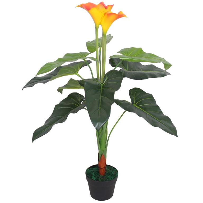 VidaXL Kunst calla lelie plant met pot 85 cm rood en geel