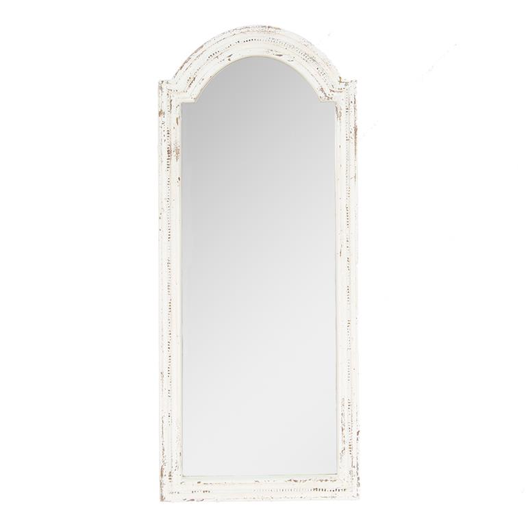 Clayre & Eef Spiegel 58x135 cm Wit Grijs Hout Grote Spiegel Wand