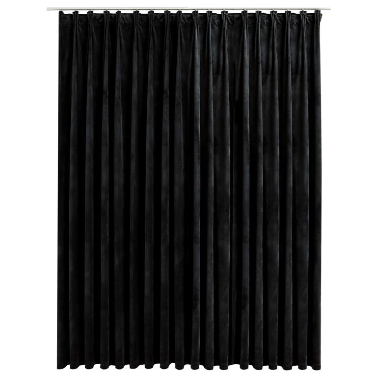 VidaXL Gordijn verduisterend met haken 290x245 cm fluweel zwart