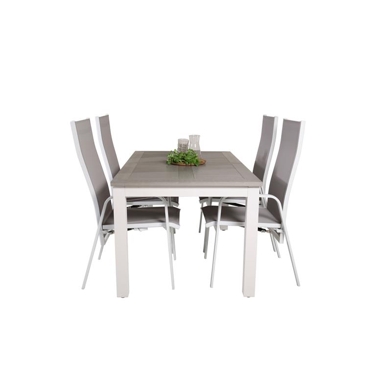 Hioshop Albany tuinmeubelset tafel 90x160 240cm en 4 stoel