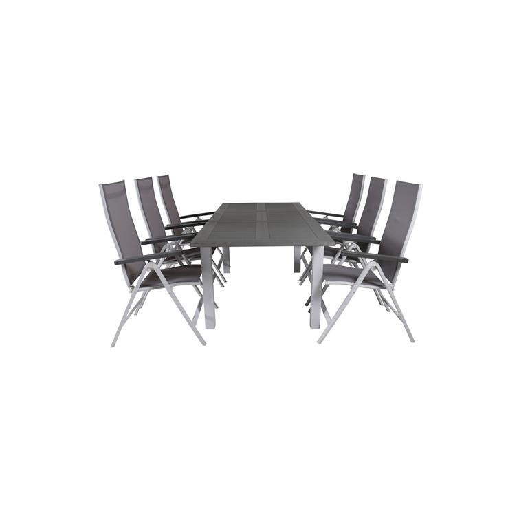 Hioshop Albany tuinmeubelset tafel 90x152 210cm en 6 stoel L5pos