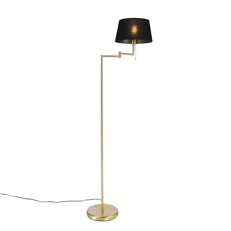 QAZQA ladas Klassieke Vloerlamp | Staande Lamp met kap 1 lichts H 1540 mm Goud messing Woonkamer | Slaapkamer | Keuken