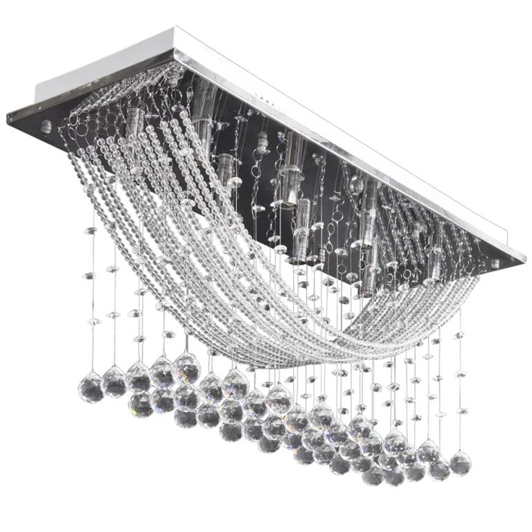 VidaXL Plafondlamp met glinsterende glas kristallen kralen 8xG9 29 cm
