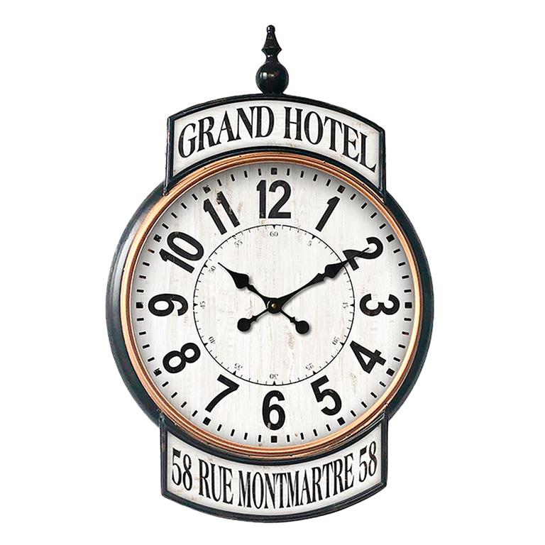 Clayre & Eef Wandklok 62x93 cm Wit Ijzer Grand Hotel Muurklok Hangklok