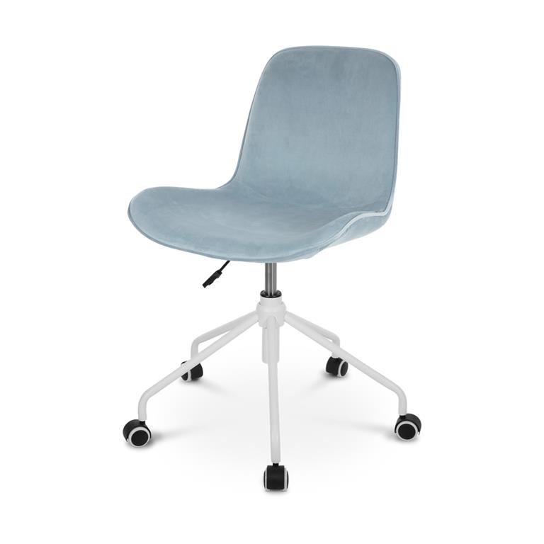 Nolon Nout bureaustoel velvet soft blue wit onderstel