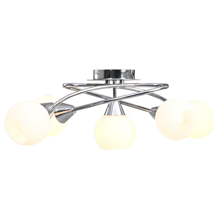VidaXL Plafondlamp met keramieken bolvormige kappen voor 5xE14 wit