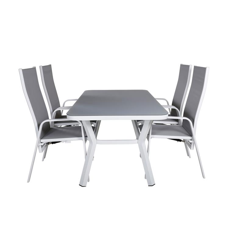 Hioshop Virya tuinmeubelset tafel 90x160cm en 4 stoel Copacabana