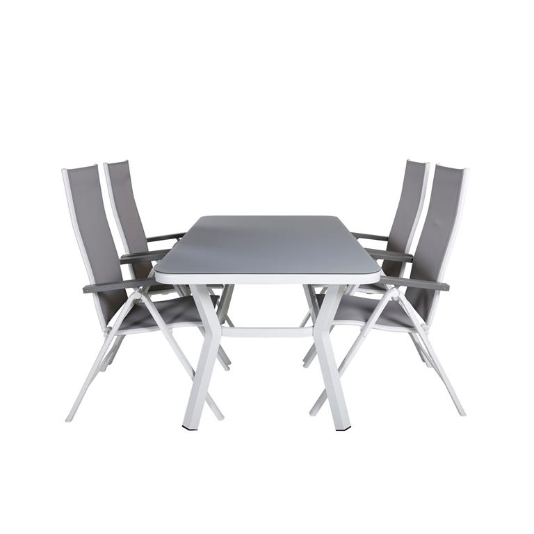 Hioshop Virya tuinmeubelset tafel 90x160cm en 4 stoel L5pos Albany