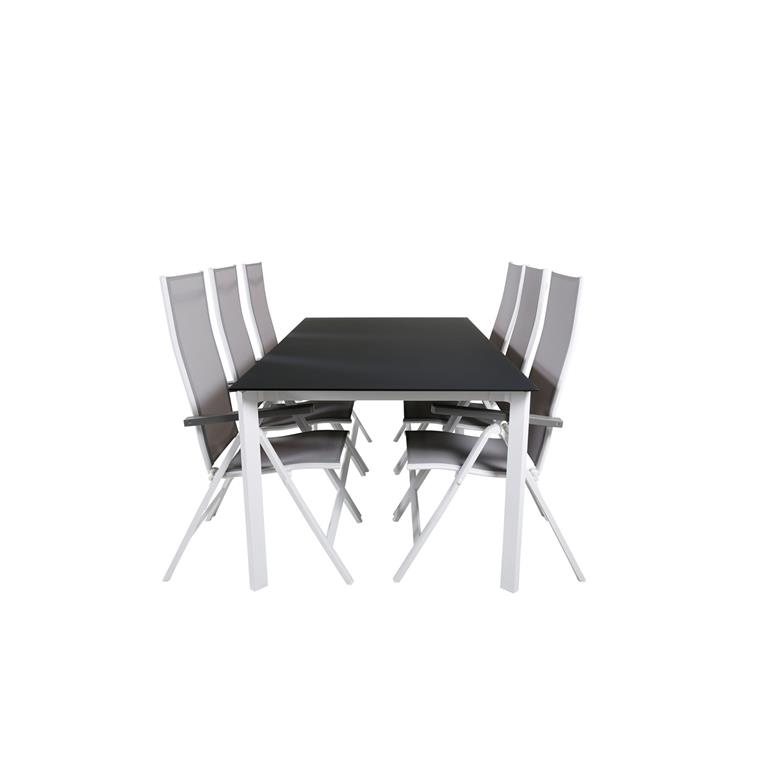 Hioshop Santorini tuinmeubelset tafel 100x200cm en 6 stoel Albany