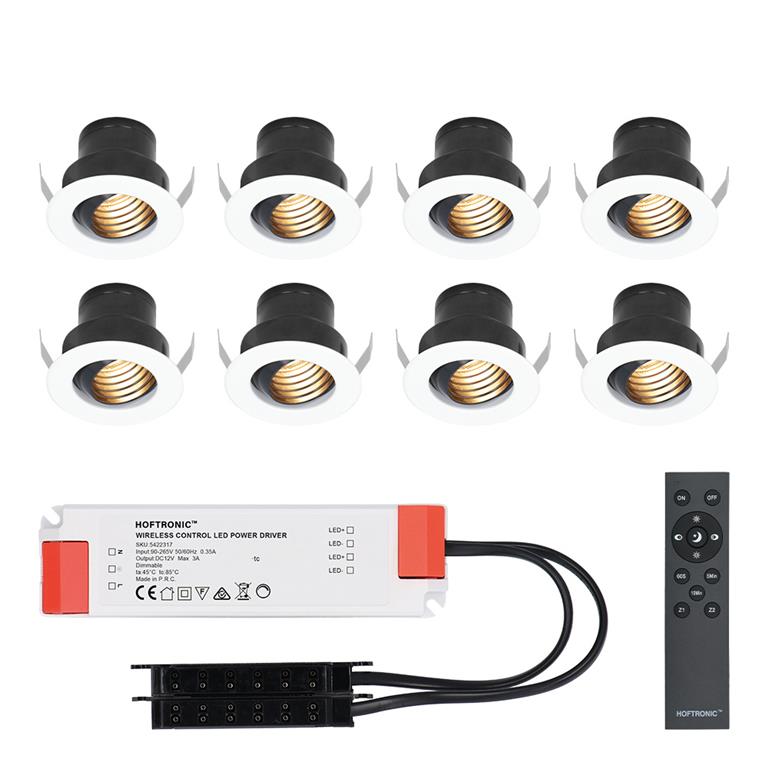 HOFTRONIC 8x Mini LED spotjes 12V IP44 Dimbaar via