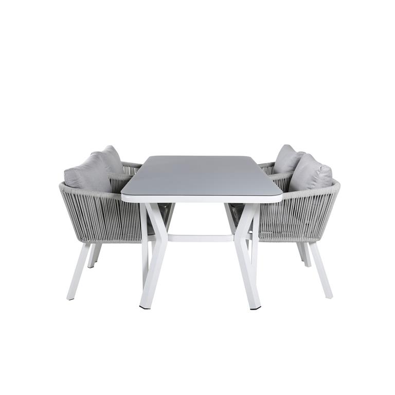 Hioshop Virya tuinmeubelset tafel 90x160cm en 4 stoel Virya wit