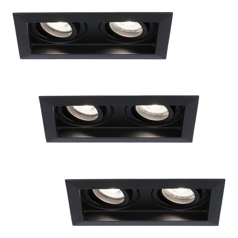 HOFTRONIC 2x Durham LED Inbouwspots Zwart Kantelbaar