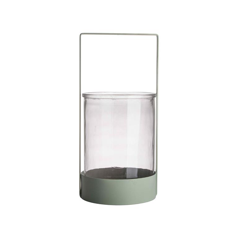 Gusta Windlicht Glas Met Metaal Ø15 7x33 cm groen