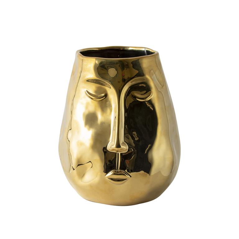 Gusta Vaas met gezicht H19 5cm goud
