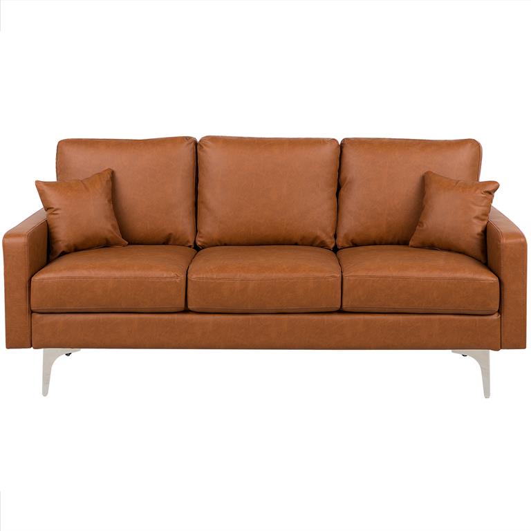 Beliani GAVLE Three Seater Sofa Bruin Kunstleer
