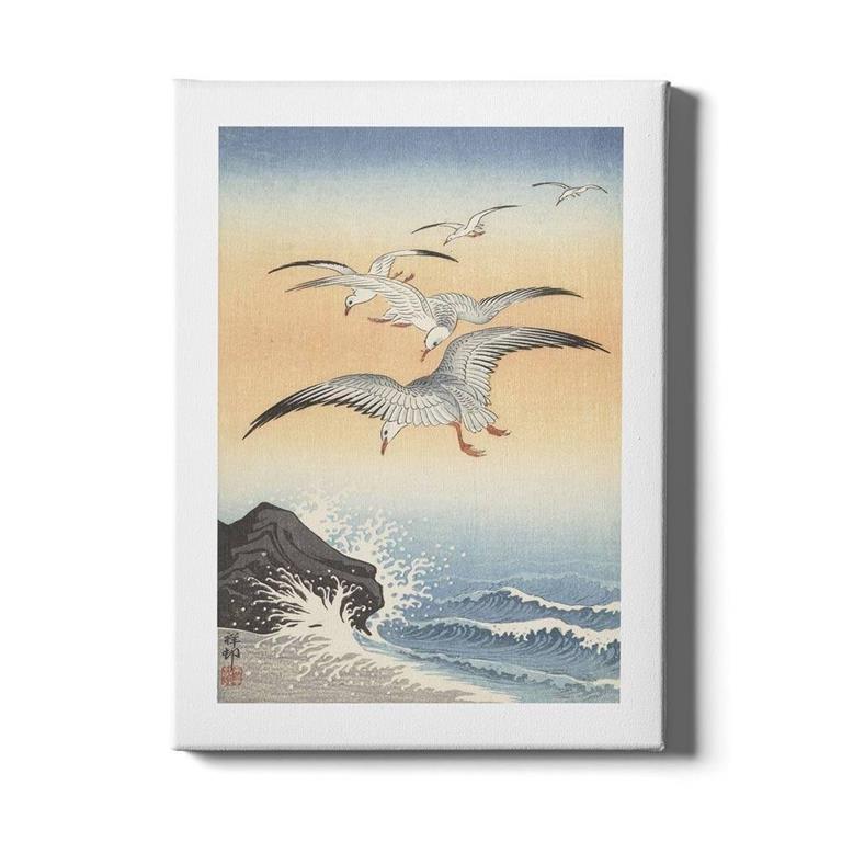 Walljar.com Walljar Schilderij Canvas Ohara Koson Seagulls