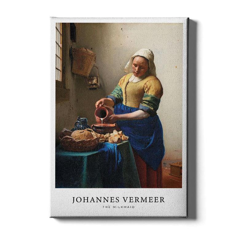 Walljar.com Walljar Schilderij Canvas Johannes Vermeer Het Melkmeisje
