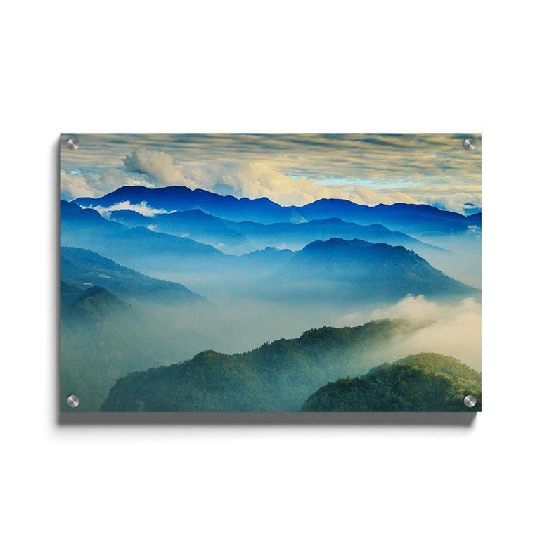 Walljar.com Walljar Schilderij Plexiglas Misty Mountains