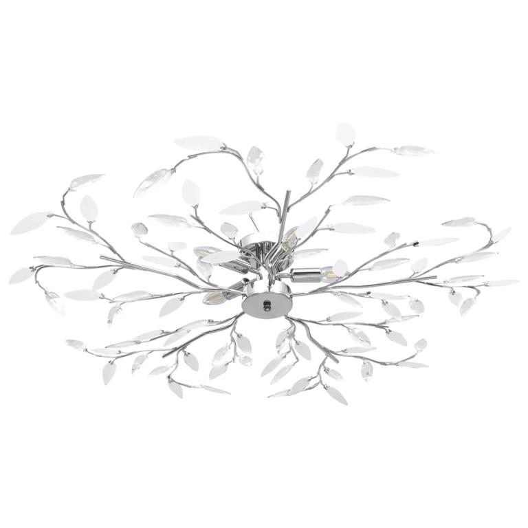 VidaXL Plafondlamp met acryl kristallen bladarmen voor 5xE14 wit