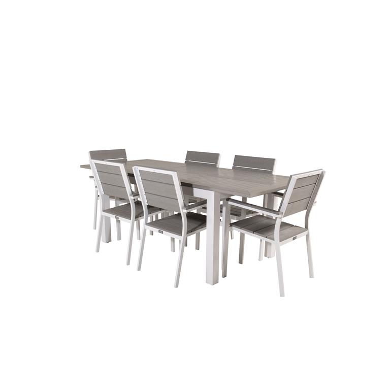 Hioshop Albany tuinmeubelset tafel 90x160 240cm en 6 stoel Levels