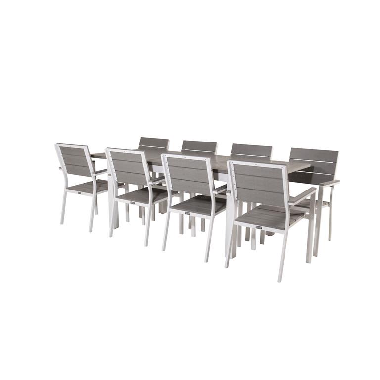 Hioshop Albany tuinmeubelset tafel 90x160 240cm en 8 stoel Levels