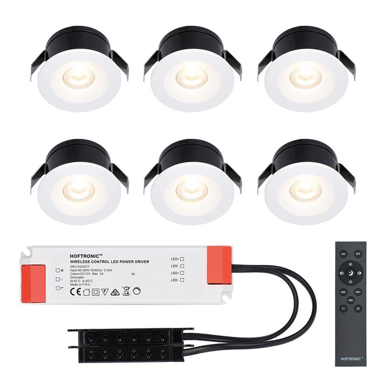 HOFTRONIC 6x Cadiz Mini LED spotjes 12V IP44 Dimbaar via
