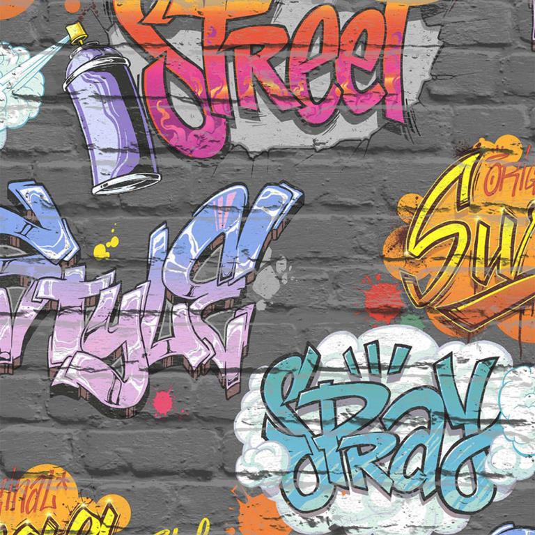 DUTCH WALLCOVERINGSx DUTCH WALLCOVERINGS Behang graffiti meerkleurig L179-01