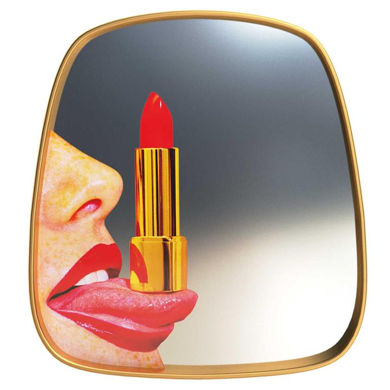 Seletti Mirror Gold frame spiegel 54x59 Tongue