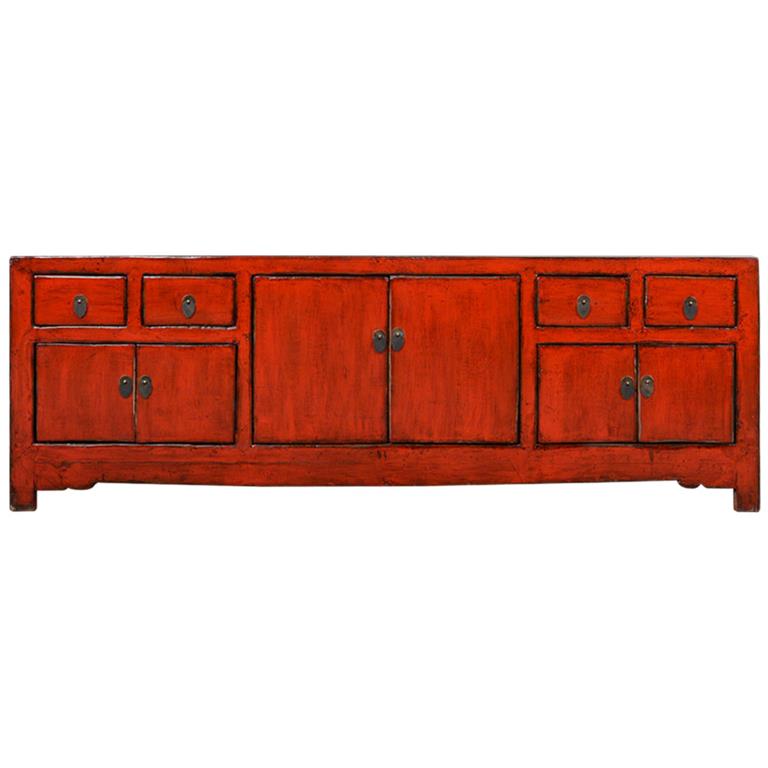 Fine Asianliving Antiek Chinees TV-meubel Rood Glanzend B171xD42xH60cm