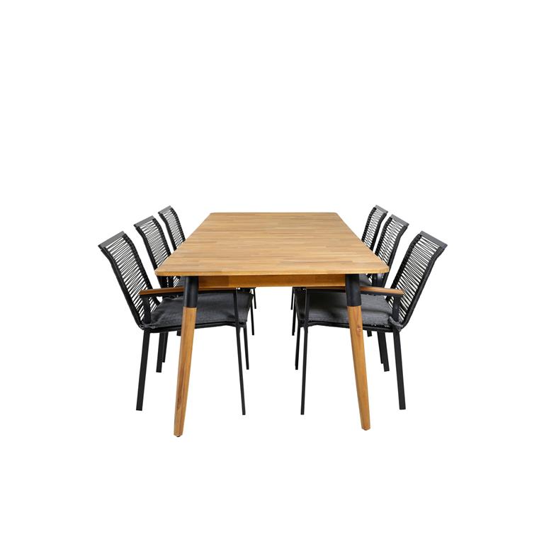 Hioshop Julian tuinmeubelset tafel 100x210cm en 6 stoel Dallas
