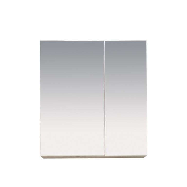 Hioshop Porto spiegelkast 2 deuren eiken decor wit spiegelglas.