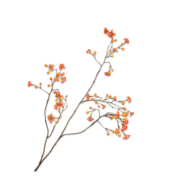 Silk-ka Kunstbloem-Zijde Rozenbottel Tak Oranje-Geel 96 cm