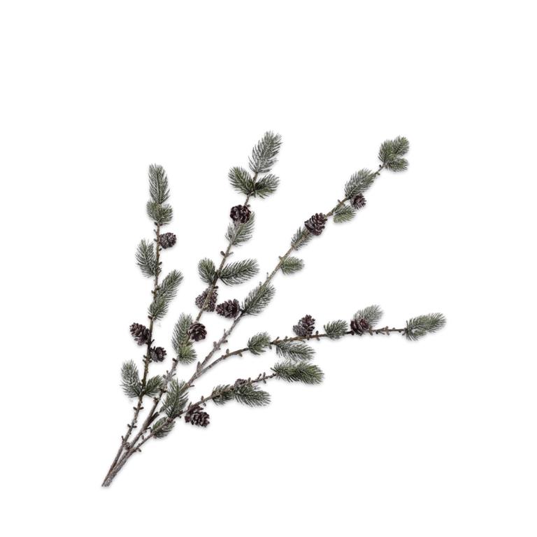 Silk-ka Kunstbloem-Zijde Naaldtak met Sneeuwn Groen-Bruin 104 cm