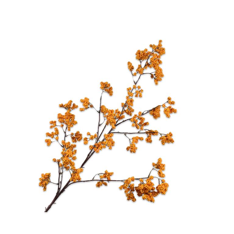 Silk-ka Kunstbloem-Zijde Bessentak Oranje-Geel 110 cm
