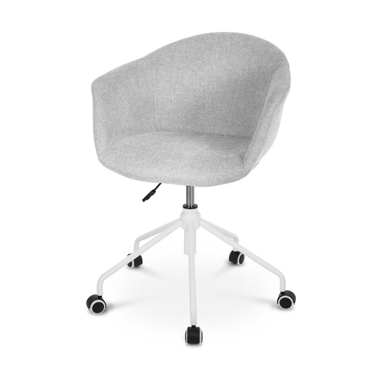 Nolon Nout bureaustoel grijs met armleuningen wit onderstel